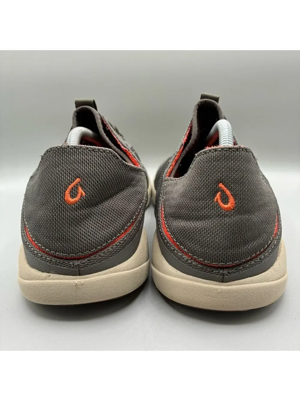 OluKai Moku Poe Slip On Shoes Men’s 12 Gray Red Boat Sneakers 10472-4EKZ